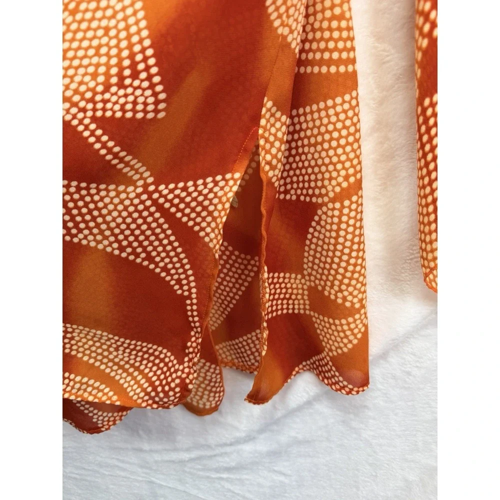 Your Best Look Women's Orange Swim Cover Up Sheer Cardigan 18W Tie Front Shells - Picture 11 of 14